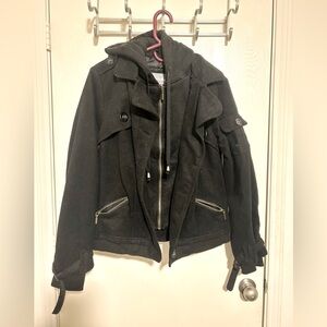 Charlotte Russe Black hooded coat (lg)